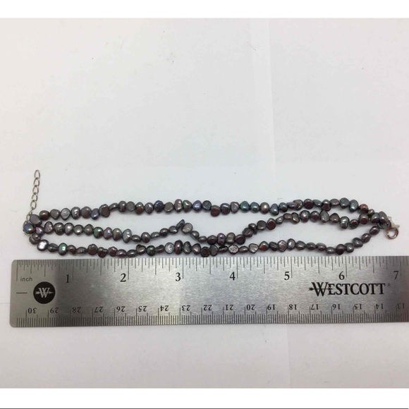 Black pearl 3 row sterling silver bracelet - Picture 2 of 2